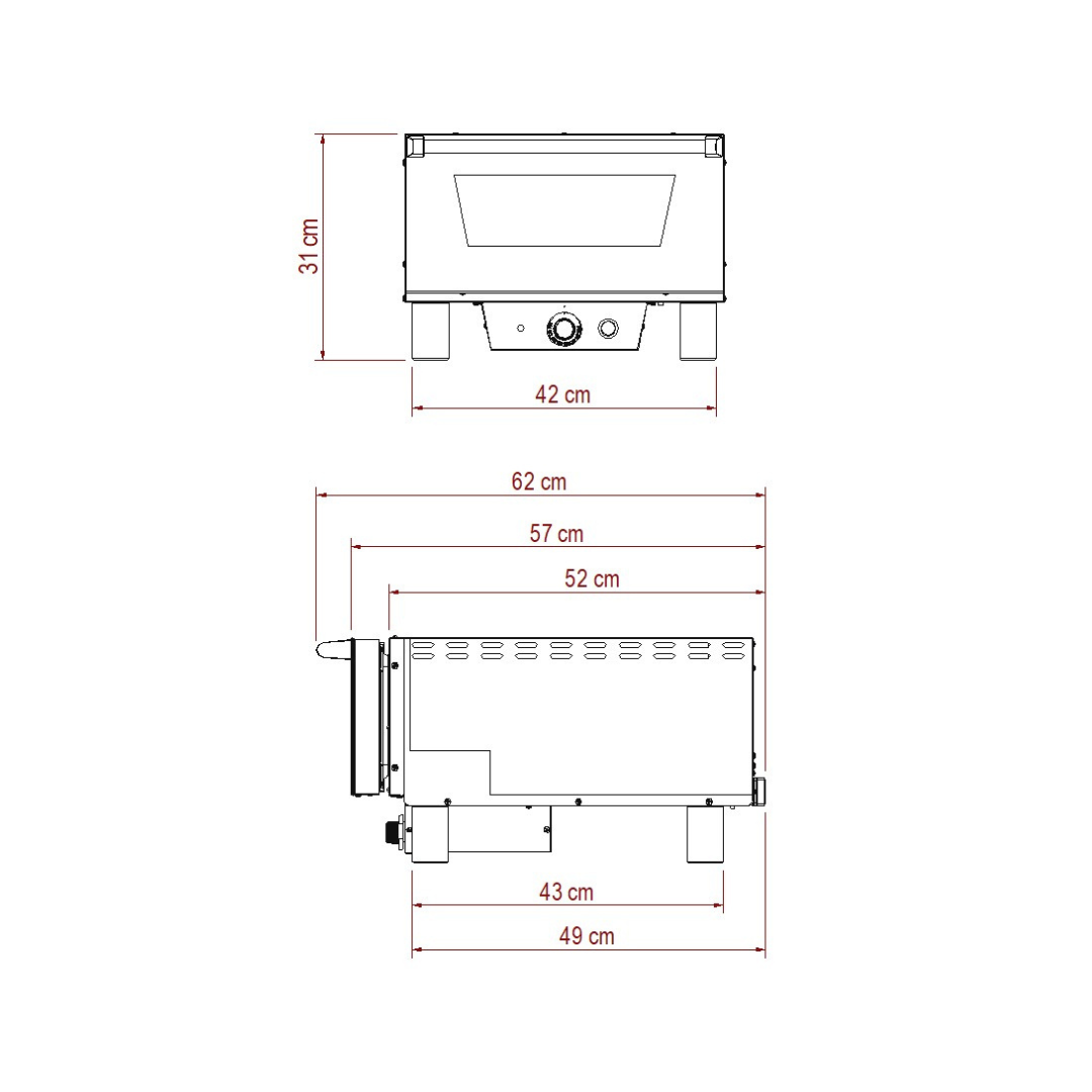 N3 | Forno elettrico RIGENERATO con resistenza singola | Superficie cottura 35x40 | Acciaio INOX | 509°C